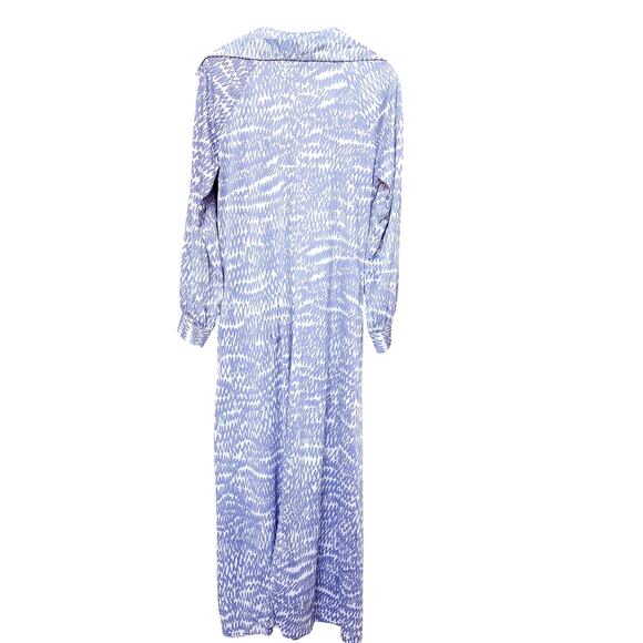 Vintage Vera for Formfit Rogers Caftan L Blue White 70s Robe Coverup Coastal - Picture 8 of 8